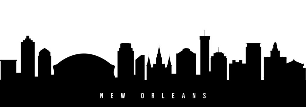 Vector silhouette illustration of New Orleans City urban skyline. Modern minimalist cityscape graphic, perfect for travel, banners or backgrounds.