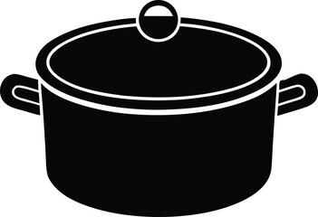  pot silhouette. Simple kitchen utensil vector graphic.