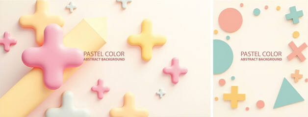 Abstract background waves pastel color cut paper style. Waves, Circle & font shape pastel color for social media template