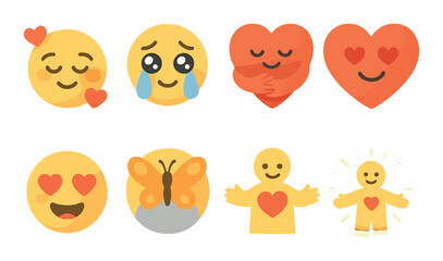 Expressive emoji collection showcasing various heart and emotion themes