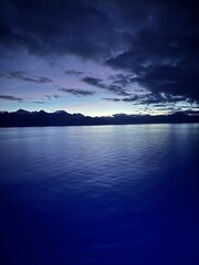 sky at night over Alaskan sea