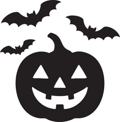Fototapeta premium Pumpkin and bats silhouette vector