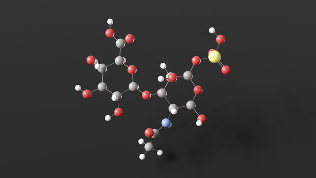 chondroitin sulfate molecule 3d, molecular structure, ball and stick model, structural chemical formula anti-inflammatory agent