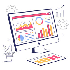 Data analysis on computer screen