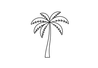 Black line art of a palm tree with a straight trunk and fronds extending outwards © FRIDA STORE