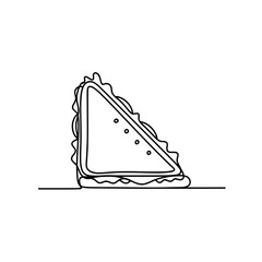 Minimalist Single Line Art Illustration of a Tasty Triangular Sandwich Design
