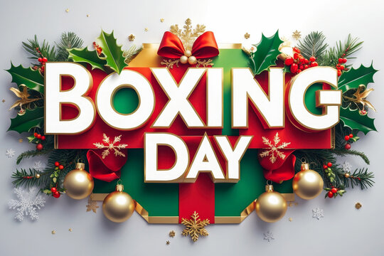 Happy Boxing Day Greeting Card banner poster on Festive Decorated Christmas Background AI Generative