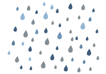 Raindrops of varied colors scatter across a white background