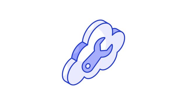 Spanner with cloud, creative isometric vector of cloud management