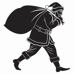 vector illustration of a cartoon boxer with santa clause