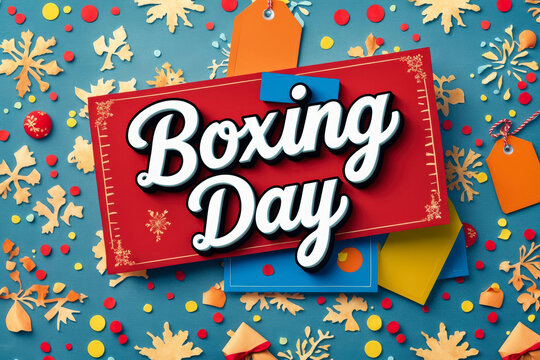 Happy Boxing Day Greeting Card banner poster on Festive Decorated Christmas Background AI Generative