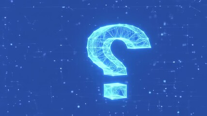 Digital Question Mark Animation - Futuristic Tech Inquiry Concept. - Powered by Adobe