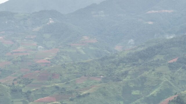 Hmong farmers prepare their fields and plant rice on terraced fields in Mu Cang Chai, Yen Bai. Photo taken in Yen Bai on June 22, 2025.	