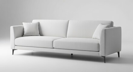 Fototapeta premium Clean white sofa with two pillows on a neutral background