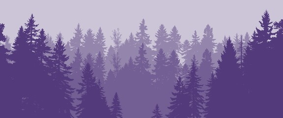 a dreamy forest silhouette in shades of purple and lavender