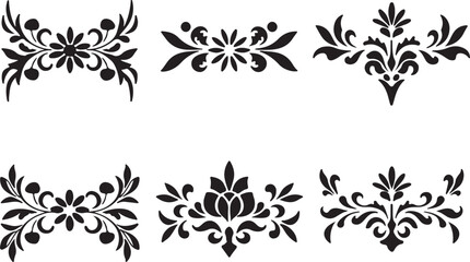Obraz premium Black Floral Elements on White Background