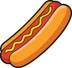 Hot dog vector illustration on white background.