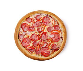 Delicious pepperoni pizza with spicy jalapenos on a crisp crust