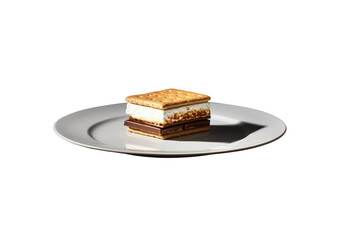 Gourmet S?mores With Torched Marshmallows On A Plate In Studio on a transparent background