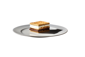 Gourmet S?mores With Torched Marshmallows On A Plate In Studio on a transparent background
