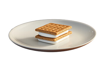 Gourmet S?mores With Torched Marshmallows On A Plate In Studio on a transparent background