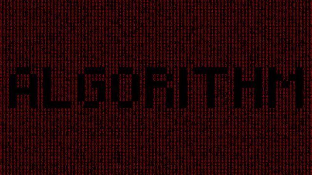 Digital binary algorithm animation with moving code pattern