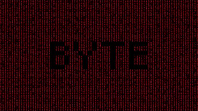 Glowing binary byte animation with futuristic digital design