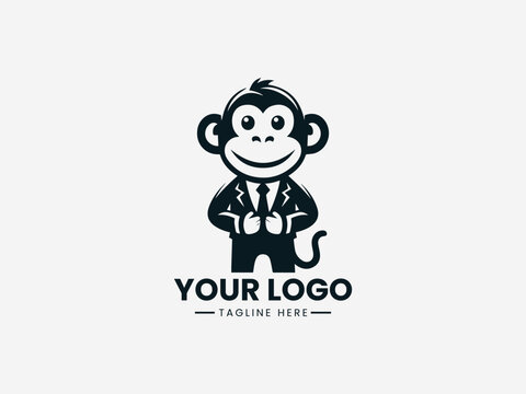 Playful monkey wearing suit and tie representing smart fun and creative business concept vector illustration