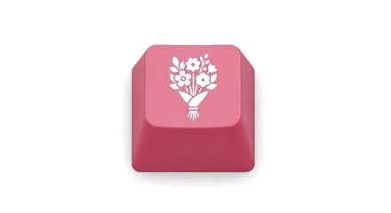 Obraz premium Flower Bouquet Keycap on Pink Keyboard Button
