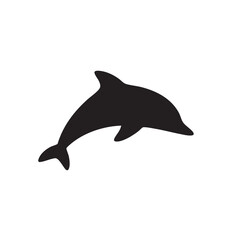 Obraz premium Simple black silhouette of a dolphin gracefully leaping from the water
