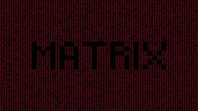 Glowing binary matrix with digital motion and floating numbers