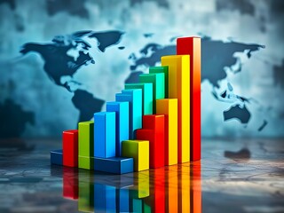 business graph on the world map