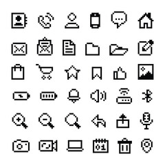 Pixel Style Icon Set 48 Minimalist UI Icons