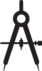 Black drawing compass vector icon for geometry and architectural design tools isolated on dark background