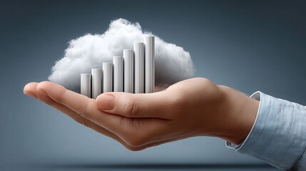 Hand Holding Cloud with Graphs Representing Business Growth and Success in Modern Economy