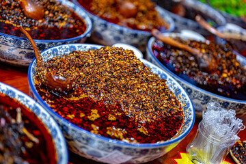 Spices and sauce ingredients sold in Yangshuo, China