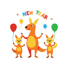 cute kangaroo couple clinking glasses of sparkling drink