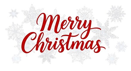 Merry christmas greeting in red cursive font isolated on white background