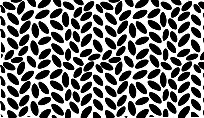 Black Oval Pattern on White Background - Seamless Abstract Design
