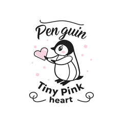 Cool Heart Warm Soul &ndash; Cute Penguin Quote Design (Black & Pink)
