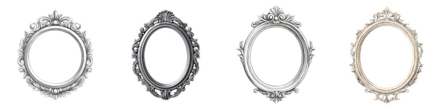 Vintage Frames: Ornate Picture Frames on White Background