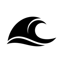 Abstract Black Wave Graphic Icon Element on White Background