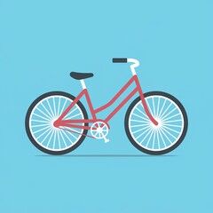 Illustration of a Red Bicycle on a Blue Background.