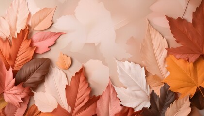 Autumn Leaves Background Pastel Maple Leaves Background Boho Leaves Backdrop Earth Tone Creative Wallpaper
