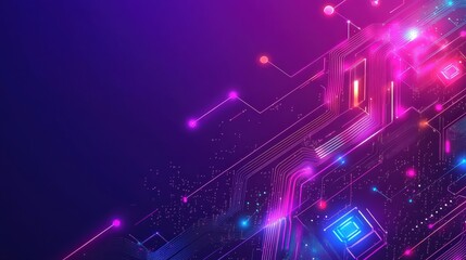 abstract neon circuit board background