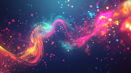 colorful abstract background with glowing particles and vibrant