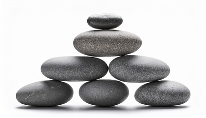 Smooth Gray Pebbles Stacked In A Pyramid Shape Cut Out
