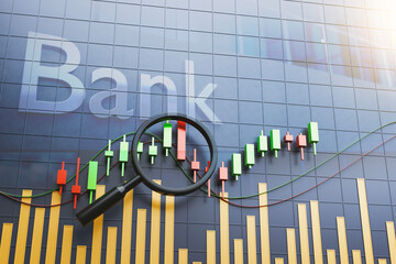 Golden &ldquo;Bank&rdquo; sign on a modern glass building. Clean corporate finance concept for retail banking, wealth management, regulation, and institutional branding.