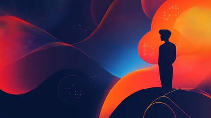 silhouette of a person against abstract background