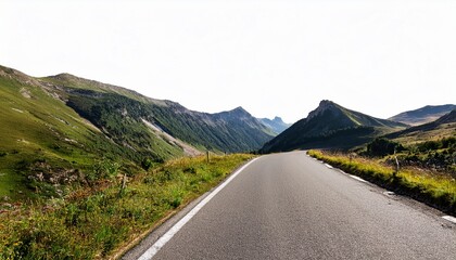 Scenic Road Pathway Through Nature Mountain On The Back And Adventure Cut Out Transparent Isolated On White Background Png File